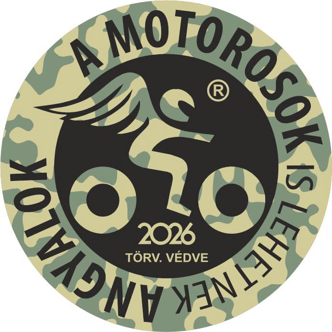 A Motorosok is lehetnek Angyalok logója - egy motoron ül egy bukósisakos figura, a hátán angyalszárnyak